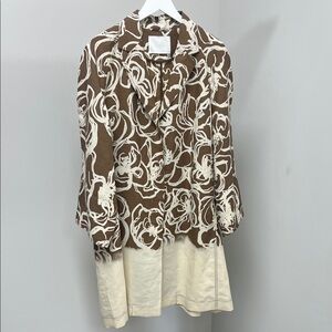 Brown and Cream Women's Jacket